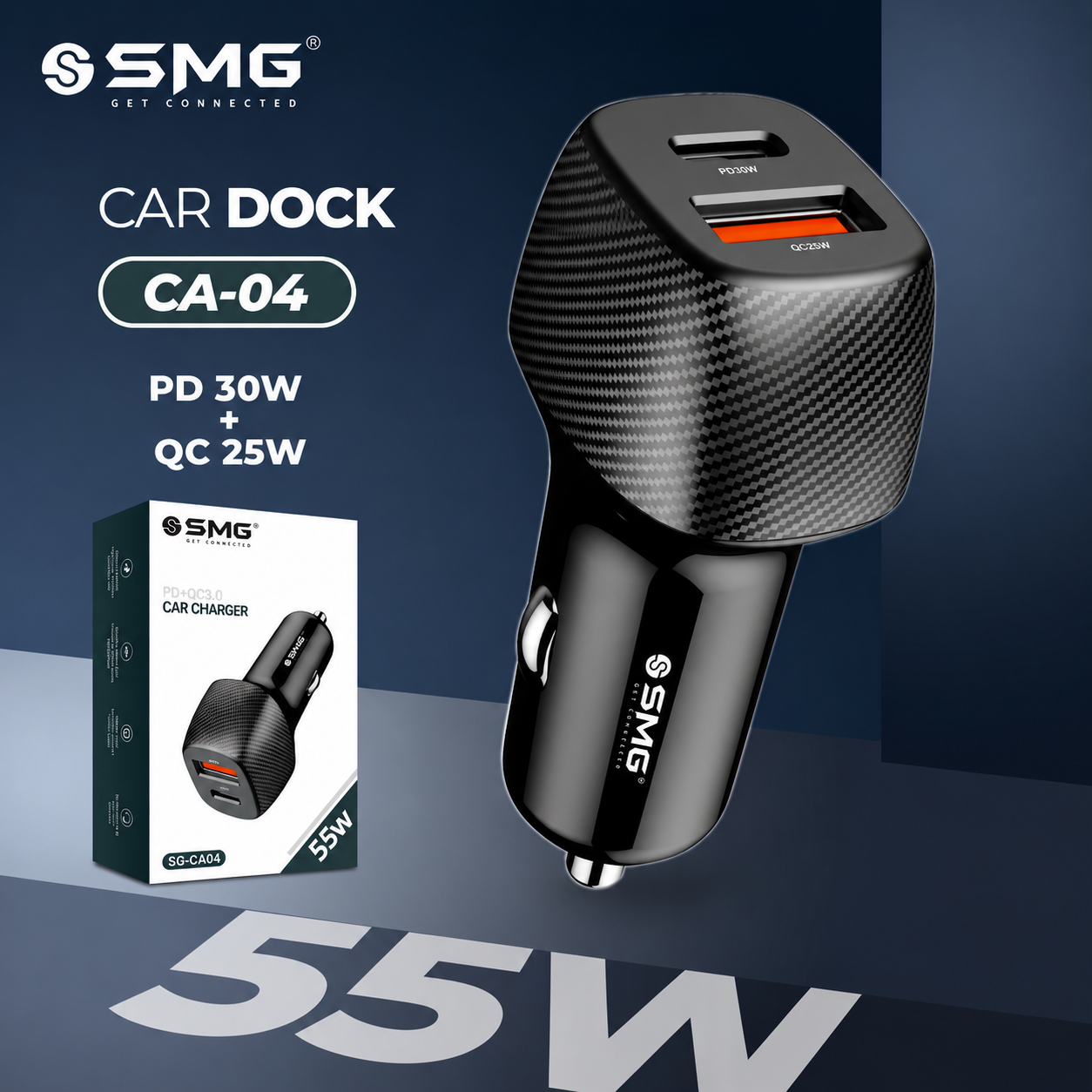 SMG CA04 55W Car Charger Adafter